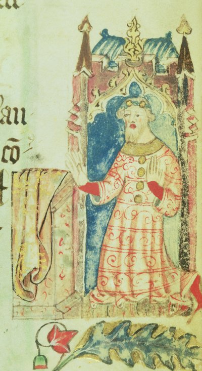 Cott Nero D VII f.7 Ritratto di Giovanni di Gaunt, Duca di Lancaster, dal Libro dei Benefattori dell