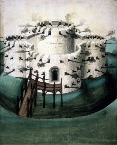 Cotton Augustus I i f.21, Progetto per i castelli di Walmer e Sundown ("Un castello per i Downes") da English School