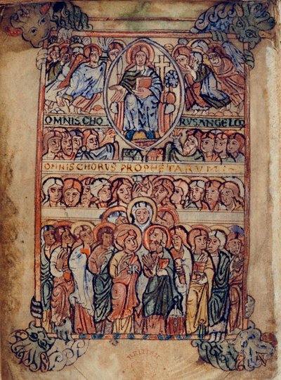 Cristo in maestà circondato dagli strumenti della Passione, e cori di angeli e profeti, illustrazione da 
