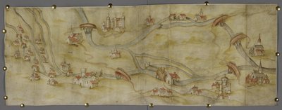 Mappa del fiume Trent e dei suoi affluenti tra Nottingham e Newark, c.1540 da English School