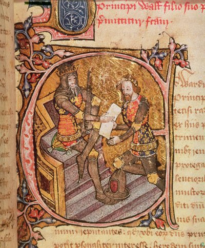 Edoardo III che concede al Principe Nero il principato di Aquitania da English School