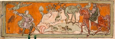 Caccia con il falcone, illustrazione per ottobre da un 