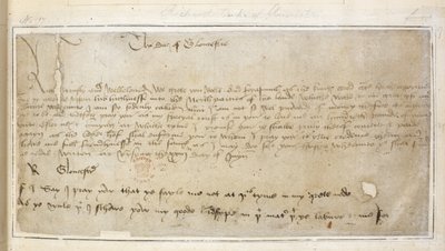 Prima lettera sopravvissuta di Richard a Sir John Say da English School