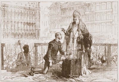 Il conte Egmont sul patibolo prima della sua esecuzione, illustrazione da 