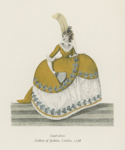 Abito di corte. Gallery of Fashion, Londra, 1798 da English School