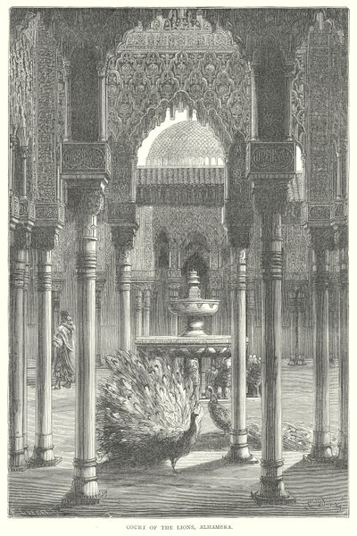 Corte dei Leoni, Alhambra (incisione) da English School