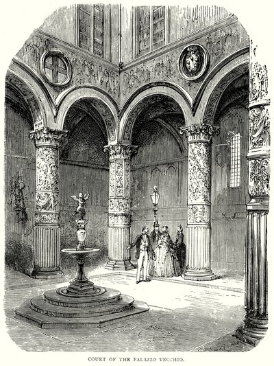 Corte di Palazzo Vecchio (incisione) da English School