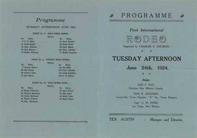 Copertina del programma per il primo rodeo internazionale da English School