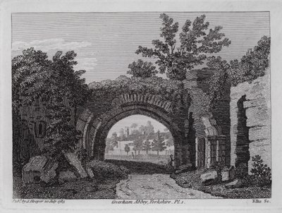 Abbazia di Coverham, Yorkshire (incisione) da English School