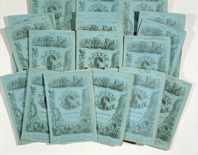 Copertine delle pubblicazioni mensili di Little Dorrit di Charles Dickens, pubblicato c. 1856 da English School