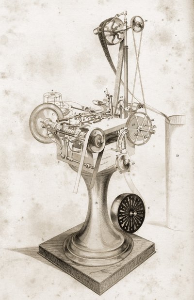 Macchina per la cardatura di Crabtree, esposta alla Grande Esposizione del 1851 da English School
