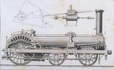 Locomotiva a vapore di Crampton da Cyclopaedia of Useful Arts & Manufactures, a cura di Charles Tomlinson, c.1880s da English School