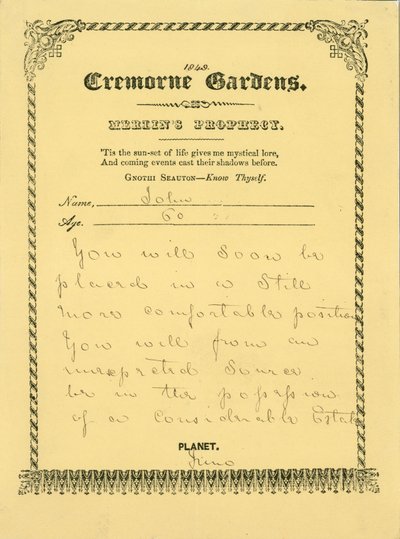 Cremorne Gardens, Londra: La Profezia di Merlino da English School