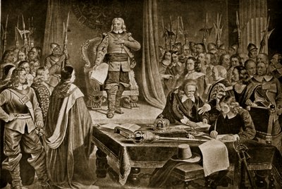 Cromwell rifiuta la corona, illustrazione da Hutchinsons Story of the British Nation da English School