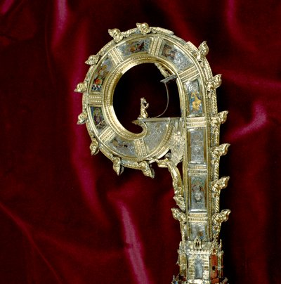 Ricciolo del pastorale di William of Wykeham (c.1320-1404): lato di Paolo (argento dorato) (dettaglio) da English School