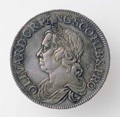 Corona di Oliver Cromwell (1599-1658), Zecca di Londra, 1658 (dritto) da English School