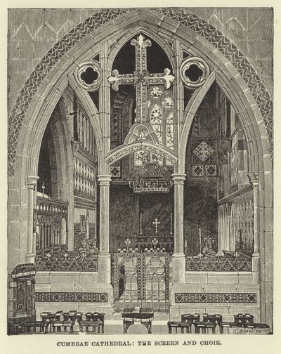 Cattedrale di Cumbrae, lo schermo e il coro da English School