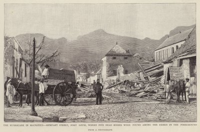 Danni su Rempart Street, Port Louis, causati dal Ciclone di Mauritius del 1892 da English School