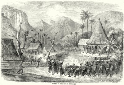 Danza dei guerrieri fijiani (incisione) da English School