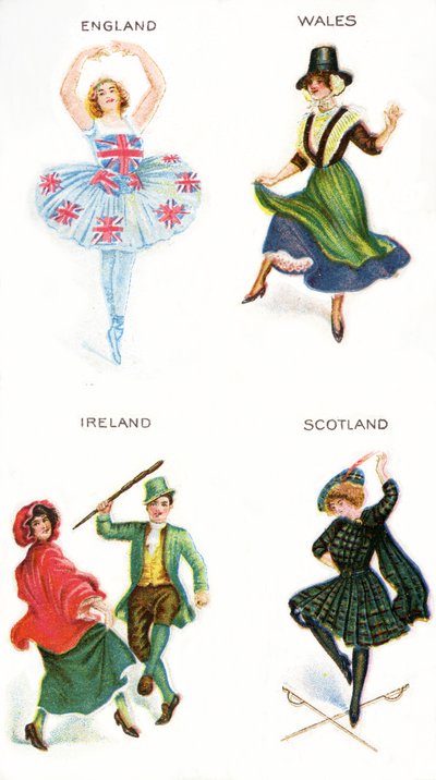 Ballerini delle Isole Britanniche, carte da sigaretta, 1915 da English School