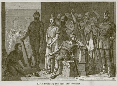 Davide piange per Saul e Jonathan, illustrazione da The Childs Bible, c.1880 da English School