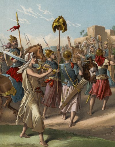 Davide che ritorna dalla strage del Filisteo (cromolitografia) da English School