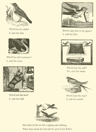 Morte e sepoltura di Cock Robin (xilografia) da English School
