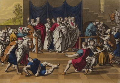 La morte di Anania (litografia a colori) da English School