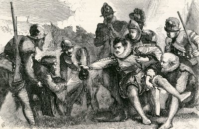 Morte di Sir Philip Sidney alla battaglia di Zutphen, 1865 da English School