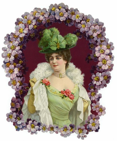 Decorazione con ritratto di una donna da English School