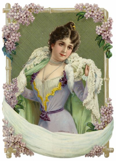 Decorazione con ritratto di una donna da English School