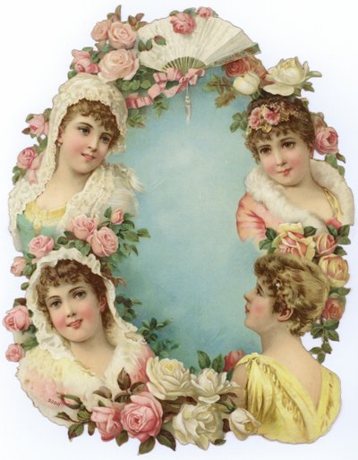 Decorazione con ritratti di donne da English School