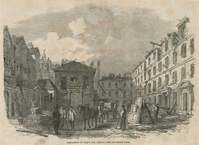 Demolizione di Lyons Inn, Strand, Londra da English School