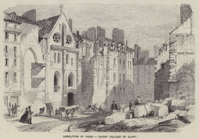 Demolizione di Parigi, Antico Collegio di Cluny (incisione) da English School