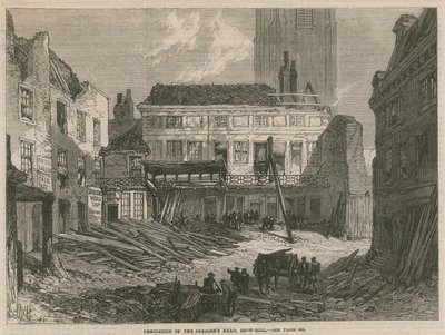 Demolizione del Saracens Head, Snow Hill, Londra da English School