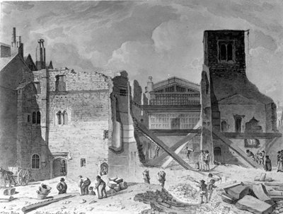 Demolizione del Palazzo Savoy, Westminster, Londra, 1820 da English School