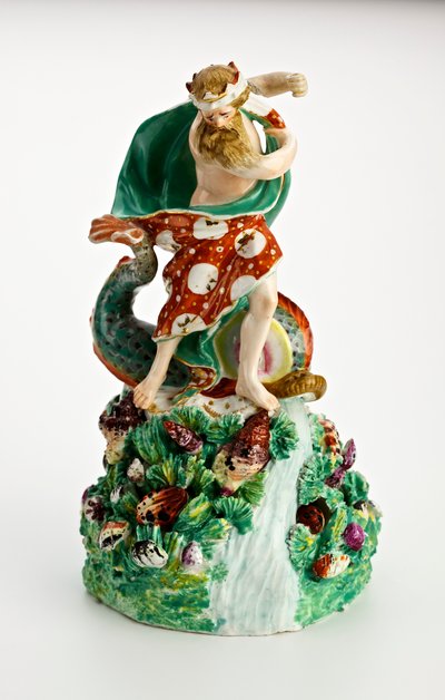Figura di Nettuno di Derby su base rocciosa con cascata e conchiglie, c.1750-1800 da English School