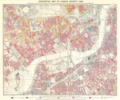 Mappa descrittiva della povertà di Londra, 1889 da English School