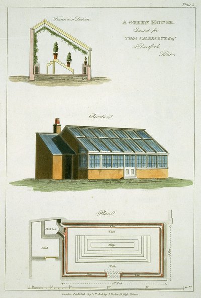 Progetto per una serra, eseguito per Thomas Caldecott a Dartford, Kent, 1806 da English School