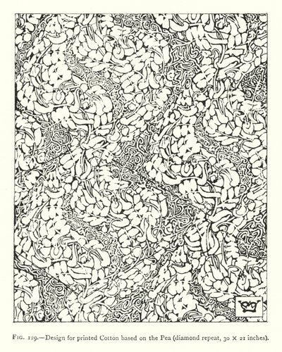 Design per cotone stampato basato sul pisello, ripetizione a diamante, 30 × 21 pollici (incisione) da English School