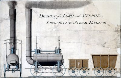 Progetto di una locomotiva a vapore Losh e Stephenson, c.1826 da English School