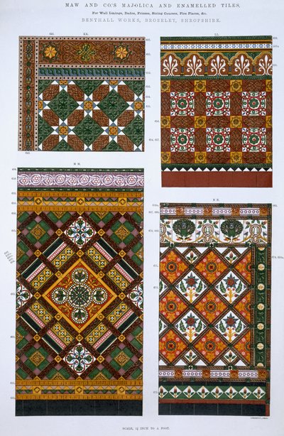 Progetti per maioliche e piastrelle smaltate per Maw & Co., Benthall Works, Brosley, Shropshire da English School