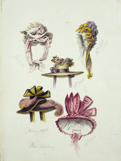 Disegni per Cappelli Regency, 1828 da English School