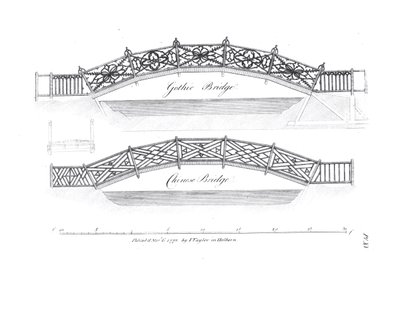 Progetti per ponti da giardino, pubblicato 1773 da English School