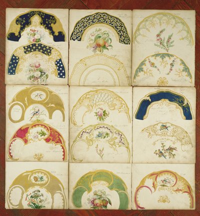 Disegni per Piatti di Porcellana per la Fabbrica Daniel, Staffordshire, c.1846 da English School