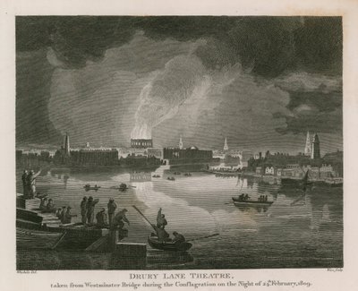 Distruzione del Teatro Drury Lane, 24 febbraio 1809 da English School