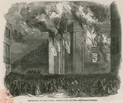 Distruzione della Cappella del Parco, Camden Town, Londra da English School