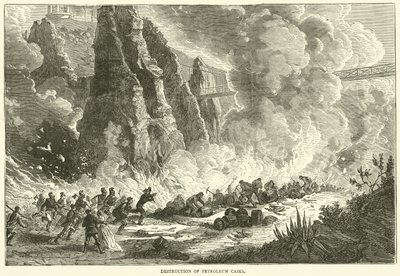 Distruzione di barili di petrolio, dicembre 1870 da English School