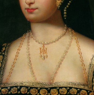 Dettaglio di un ritratto di Anna Bolena (1504-36) c.1533 da English School