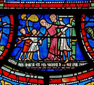 Dettaglio dalla Finestra dei Miracoli raffigurante la storia di Bobby di Rochester da English School